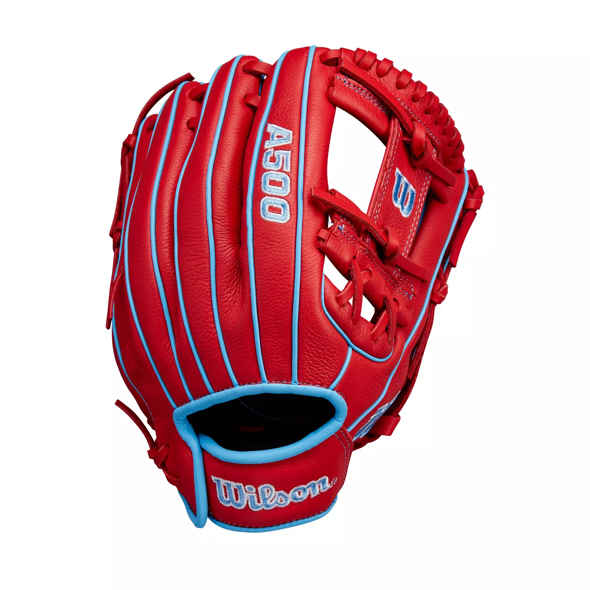 Wilson A500 Youth 11.5” Utility Baseball Glove-Red/Cool Blue